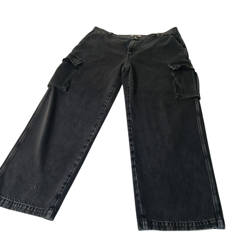 Madewell Cargo Pants Men 38 Black Relaxed Straight Leg Denim Utility Jeans